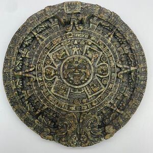 Aztec Mayan Sun Calendar Mexican Art Wall Plaque Crushed Malachite